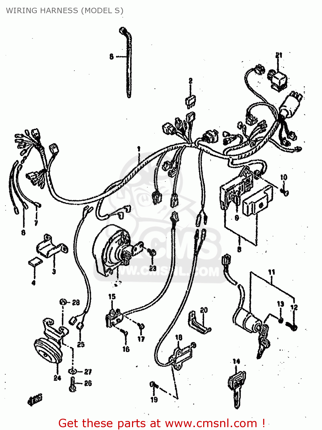 WIRING HARNESS (MODEL S) VS1400GLP 1988 (J) (E01 E02 E04 E15 E16 E17 E18 E22 25 34 39 77)