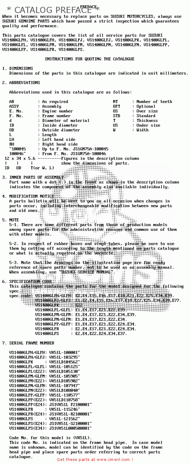 * CATALOG PREFACE * VS1400GLP 1988 (J) (E01 E02 E04 E15 E16 E17 E18 E22 25 34 39 77)