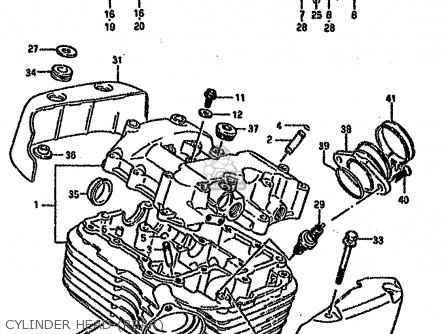 CYLINDER HEAD (REAR) - VS1400GLP 1988 (J) (E01 E02 E04 E15 E16 E17 E18 E22 25 34 39 77)