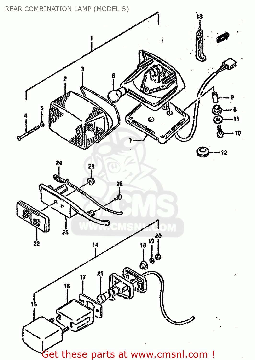 REAR COMBINATION LAMP (MODEL S) VS1400GLP 1990 (L) (E01 E04 E17 E21 E22 E39)