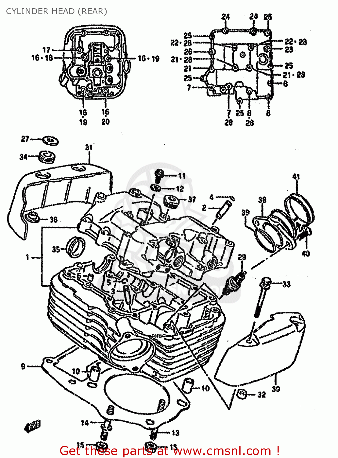 CYLINDER HEAD (REAR) VS1400GLP 1991 (M) (E01 E04 E17 E21 E22 E34 E39)