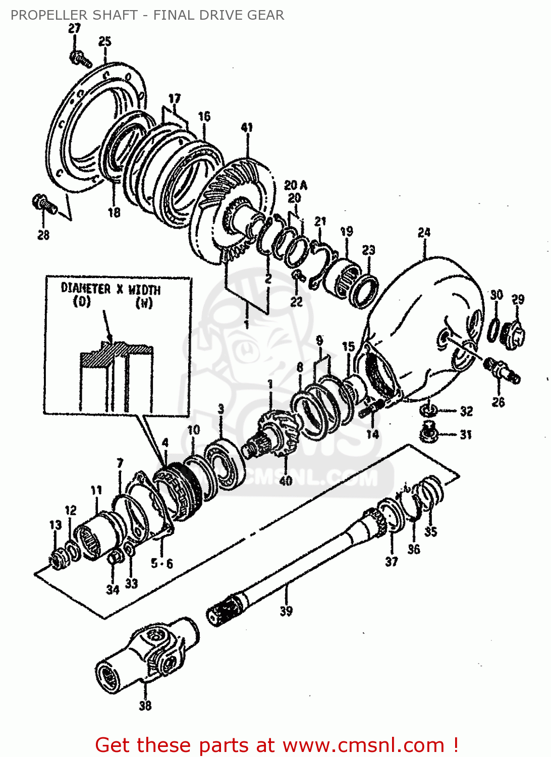 PROPELLER SHAFT - FINAL DRIVE GEAR VS1400GLP 1992 (N) (E01 E04 E17 E21 E22 E34)