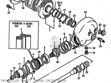 PROPELLER SHAFT - FINAL DRIVE GEAR - VS1400GLP 1992 (N) (E01 E04 E17 E21 E22 E34)