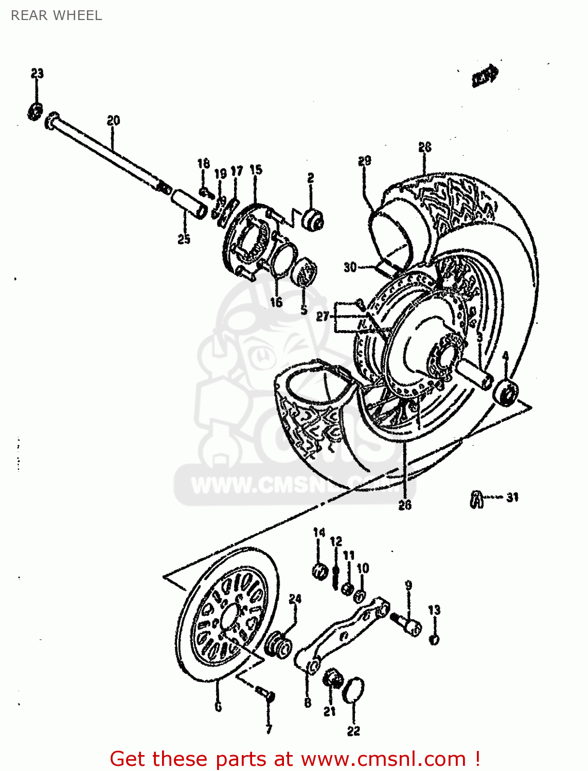 REAR WHEEL VS1400GLP 1993 (P) (E01 E04 E17 E21 E22 E24 E34)