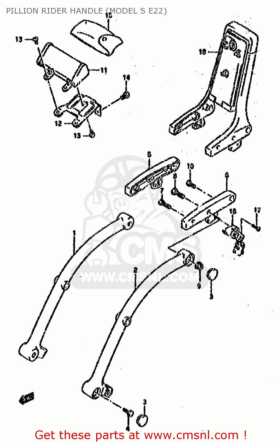 PILLION RIDER HANDLE (MODEL S E22) VS1400GLP 1994 (R) (E02 E04 E17 E21 E22 E24 E34)