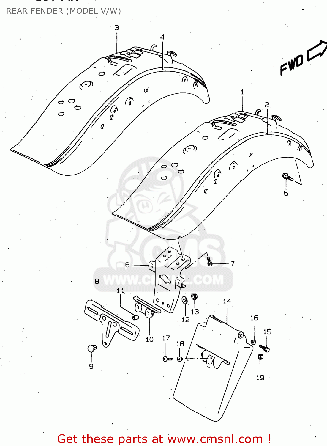 REAR FENDER (MODEL V/W) VS1400GLP 1996 (T) (E02 E04 E17 E22 E24 E34 E37)