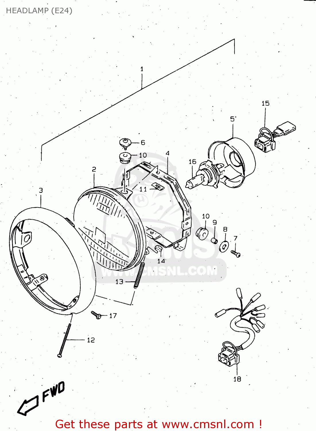 HEADLAMP (E24) VS1400GLP 1997 (V) (E02 E04 E17 E22 E24 E34) / P37