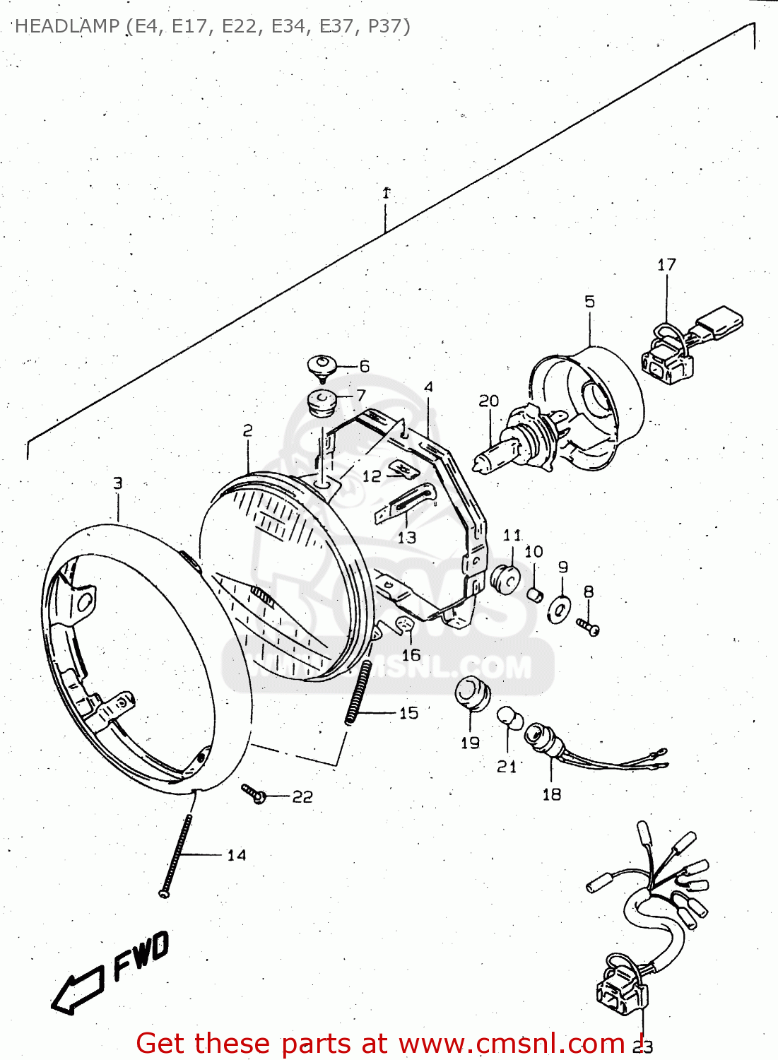 HEADLAMP (E4, E17, E22, E34, E37, P37) VS1400GLP 1997 (V) (E02 E04 E17 E22 E24 E34) / P37