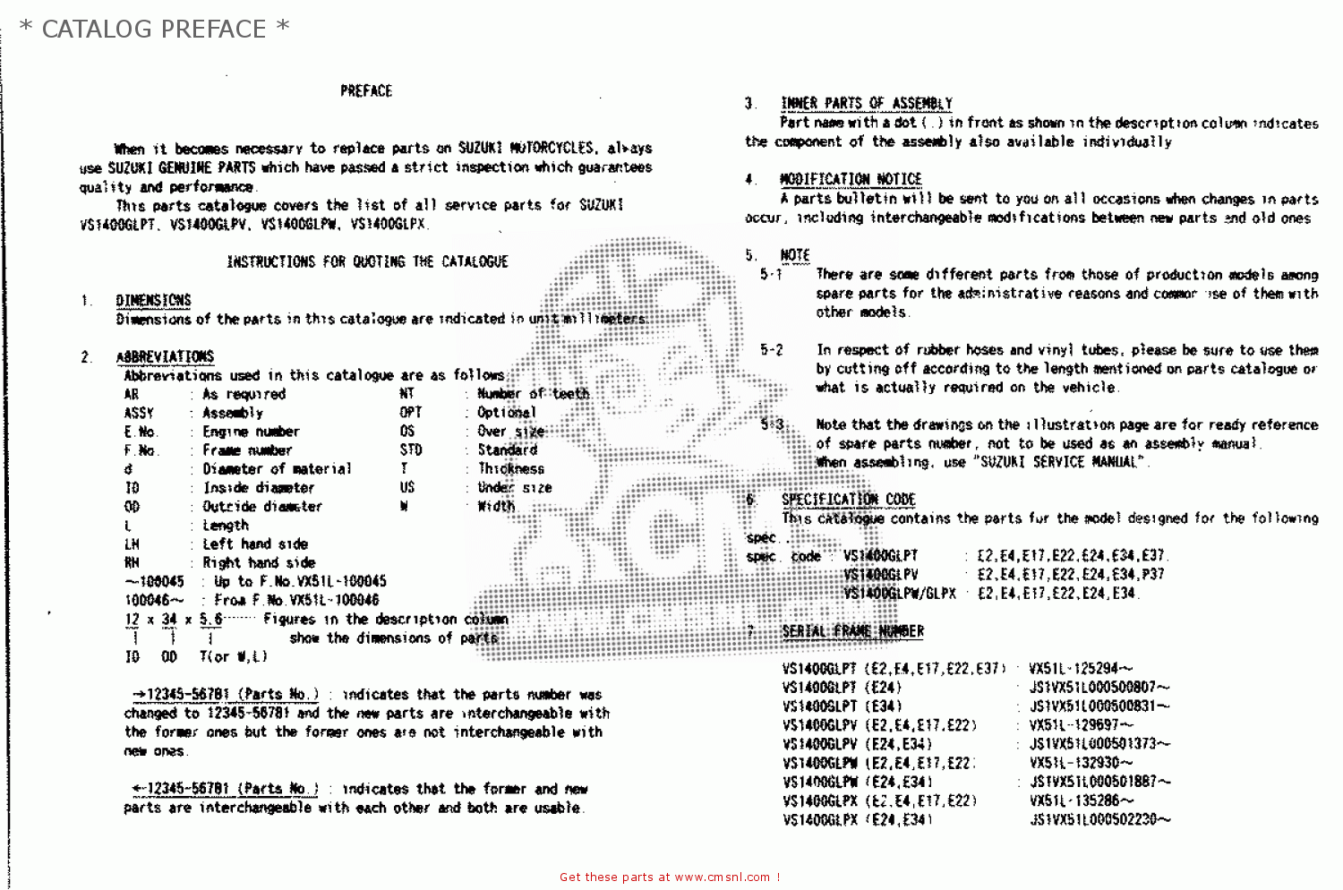 * CATALOG PREFACE * VS1400GLP 1997 (V) (E02 E04 E17 E22 E24 E34) / P37