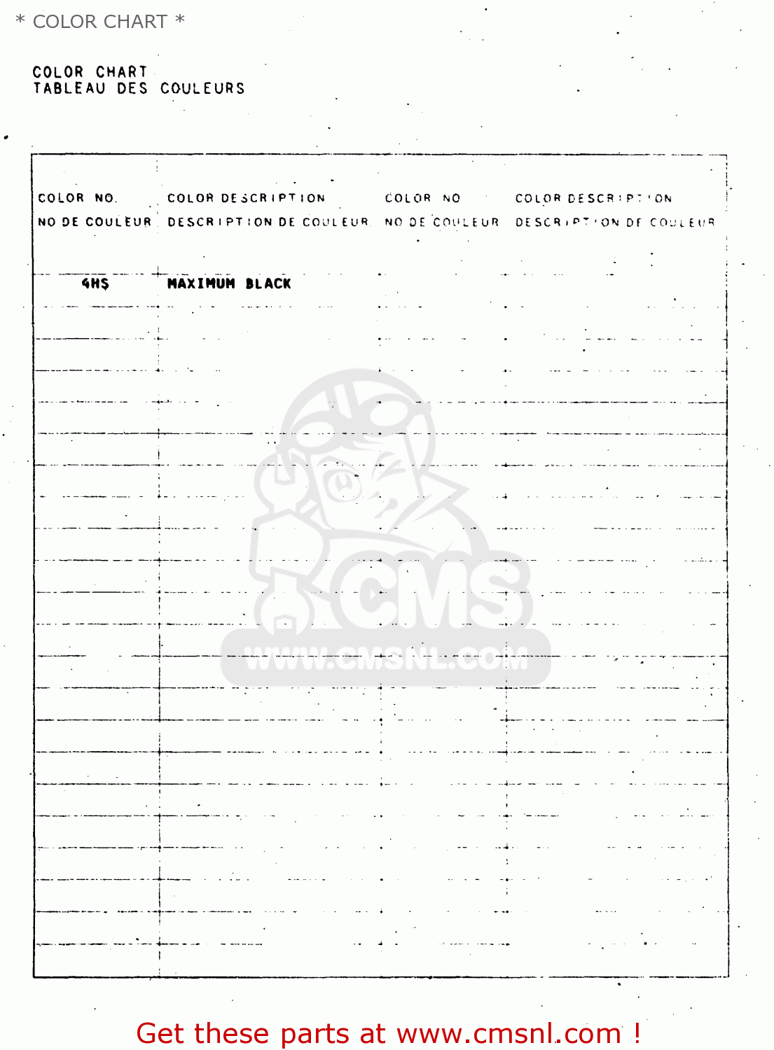 * COLOR CHART * VS1400GLP 1998 (W) (E02 E04 E17 E22 E24 E34)
