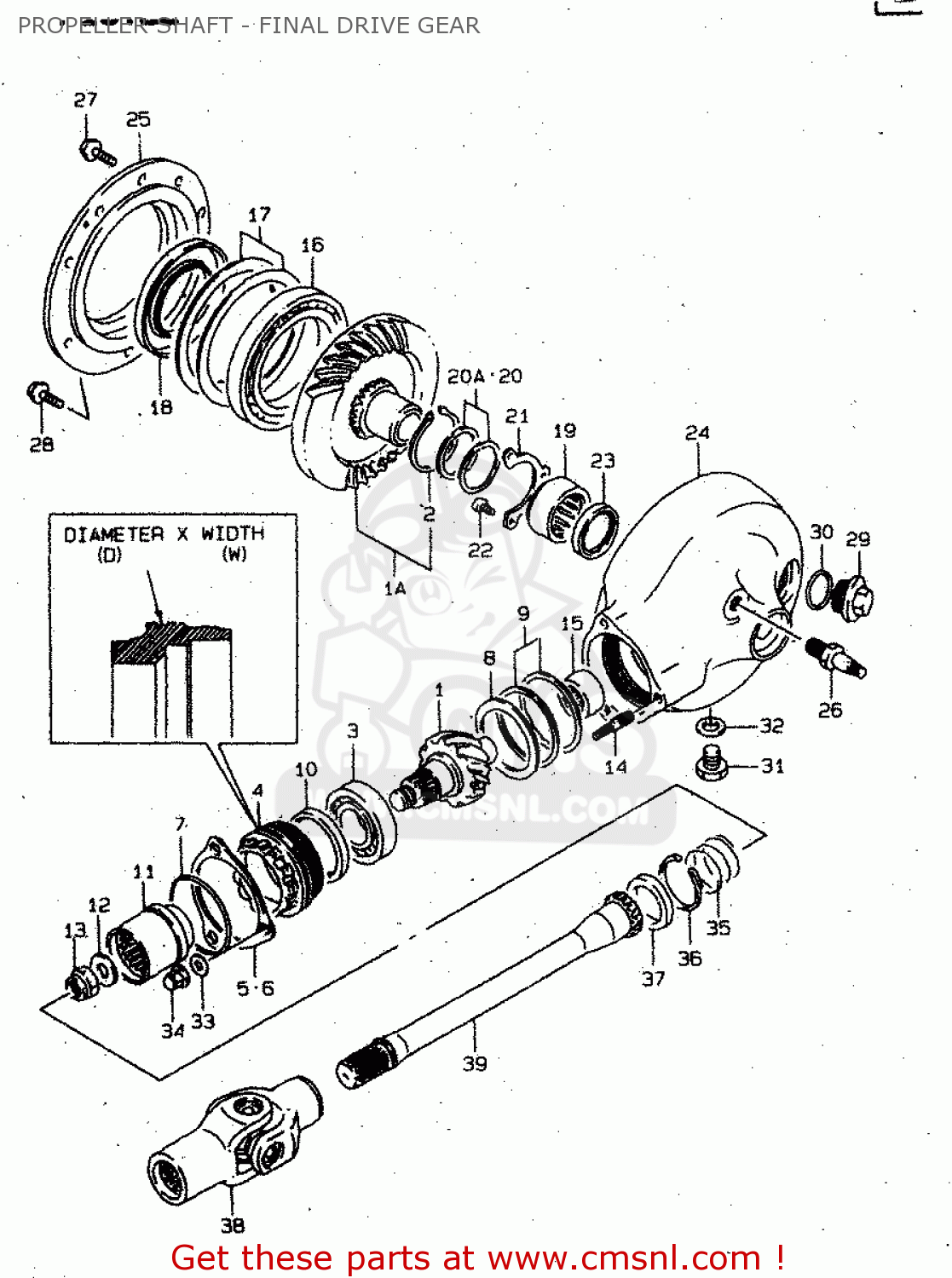 PROPELLER SHAFT - FINAL DRIVE GEAR VS1400GLP 1998 (W) (E02 E04 E17 E22 E24 E34)