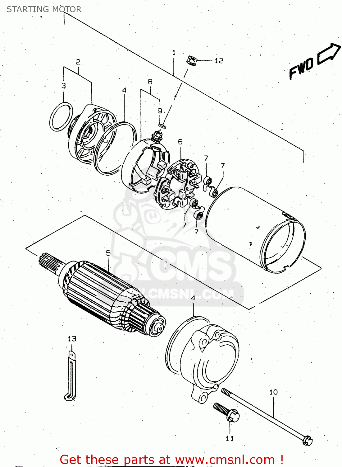 STARTING MOTOR VS1400GLP 1998 (W) (E02 E04 E17 E22 E24 E34)