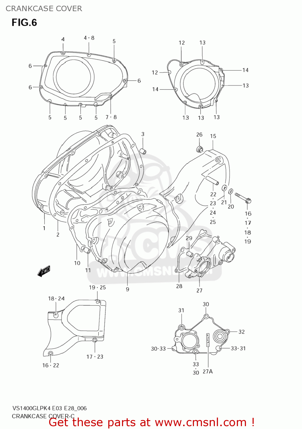 CRANKCASE COVER VS1400GLP BOULEVARD S83 2005 (K5) CALIFORNIA (E33)