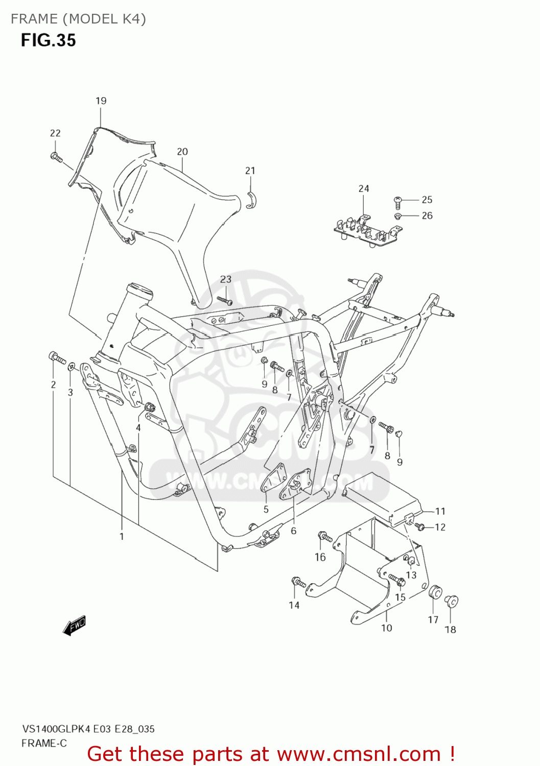 FRAME (MODEL K4) VS1400GLP BOULEVARD S83 2005 (K5) CALIFORNIA (E33)