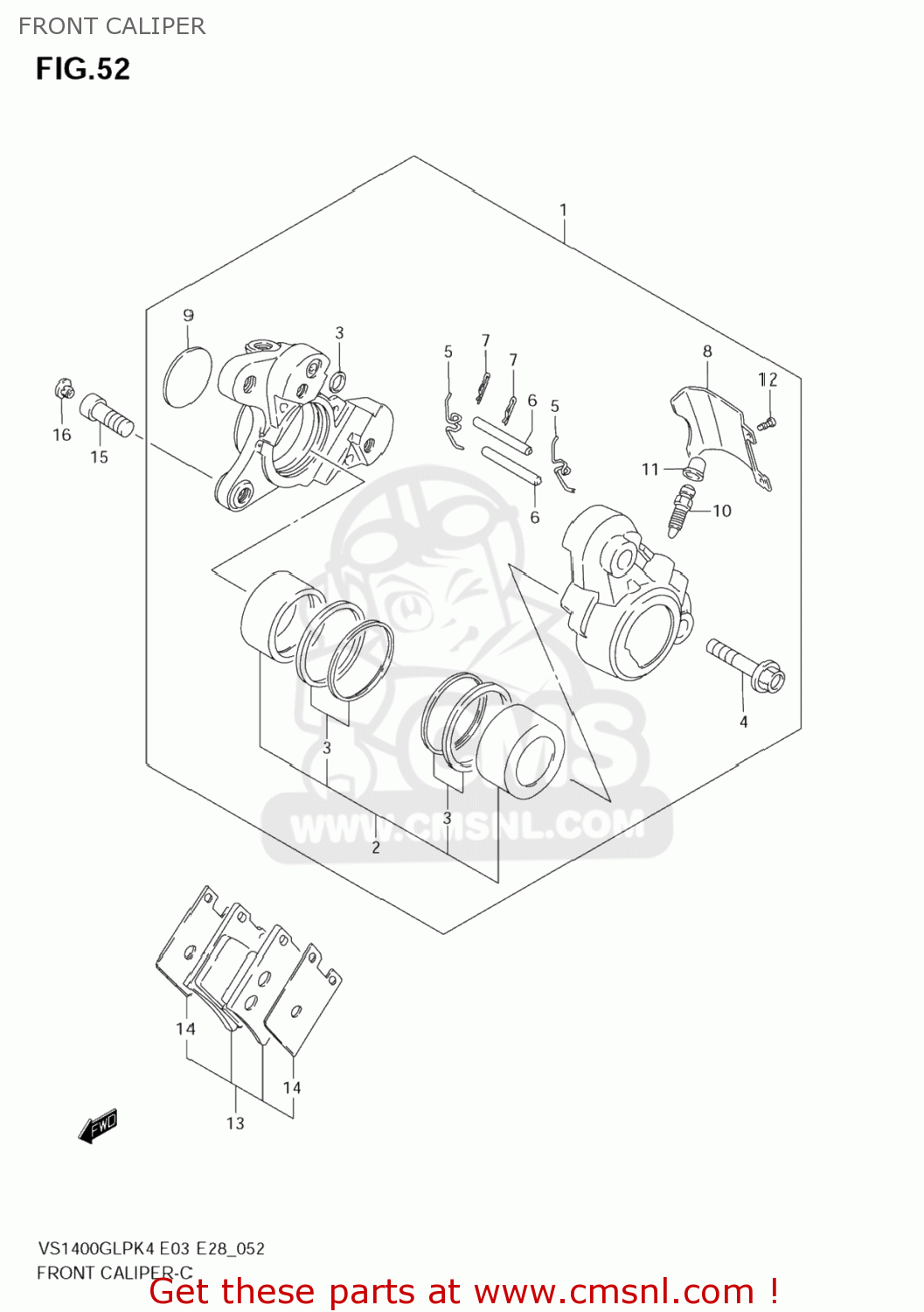FRONT CALIPER VS1400GLP BOULEVARD S83 2005 (K5) CALIFORNIA (E33)