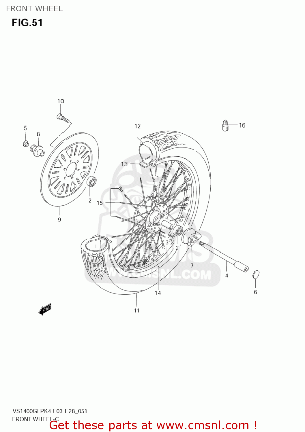 FRONT WHEEL VS1400GLP BOULEVARD S83 2005 (K5) CALIFORNIA (E33)