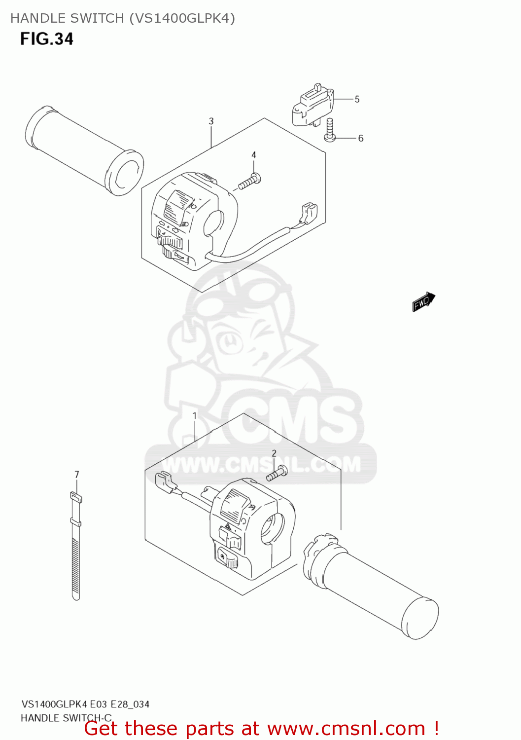 HANDLE SWITCH (VS1400GLPK4) VS1400GLP BOULEVARD S83 2005 (K5) CALIFORNIA (E33)