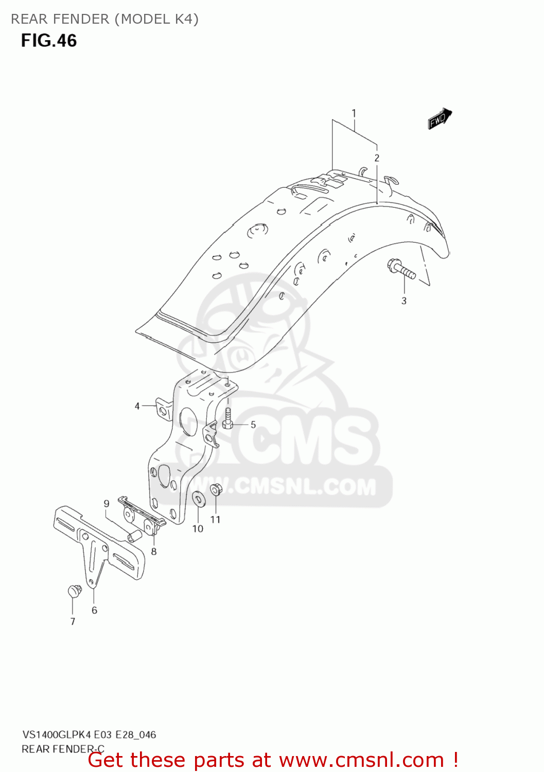 REAR FENDER (MODEL K4) VS1400GLP BOULEVARD S83 2005 (K5) CALIFORNIA (E33)