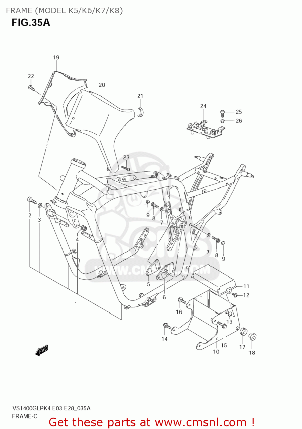 FRAME (MODEL K5/K6/K7/K8) VS1400GLP BOULEVARD S83 2006 (K6) CALIFORNIA (E33)