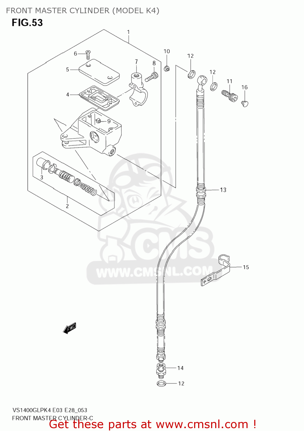 FRONT MASTER CYLINDER (MODEL K4) VS1400GLP BOULEVARD S83 2006 (K6) CALIFORNIA (E33)