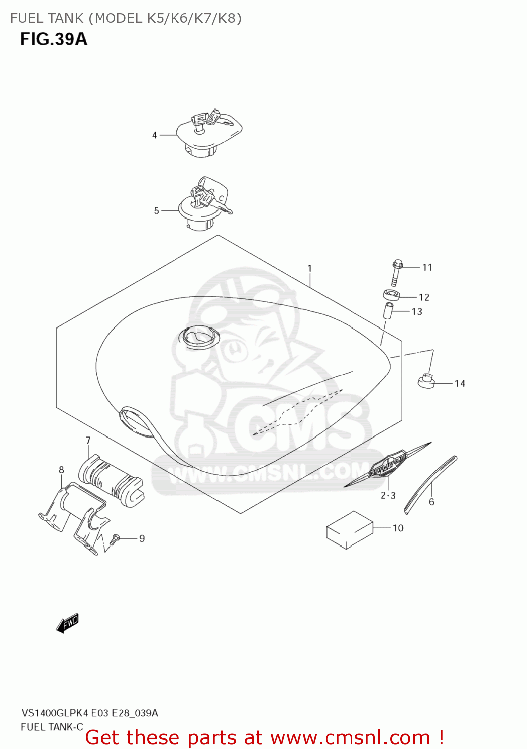FUEL TANK (MODEL K5/K6/K7/K8) VS1400GLP BOULEVARD S83 2006 (K6) CALIFORNIA (E33)