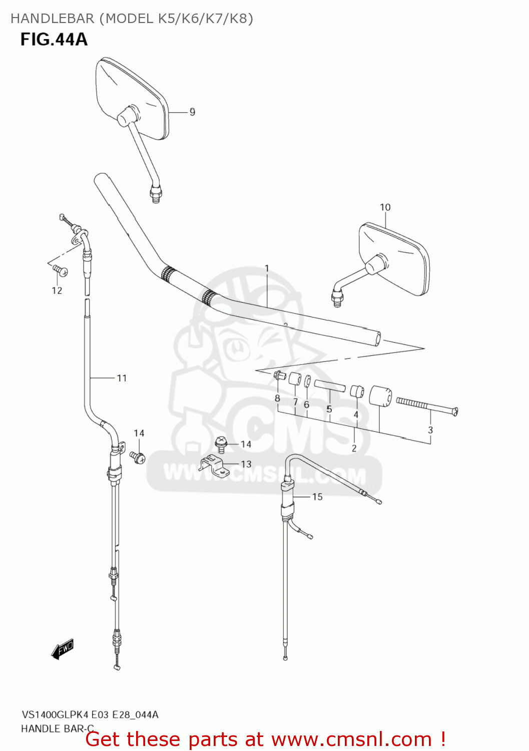 HANDLEBAR (MODEL K5/K6/K7/K8) VS1400GLP BOULEVARD S83 2006 (K6) CALIFORNIA (E33)