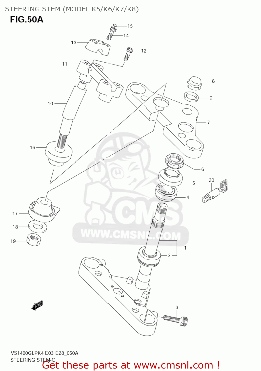 STEERING STEM (MODEL K5/K6/K7/K8) VS1400GLP BOULEVARD S83 2006 (K6) CALIFORNIA (E33)