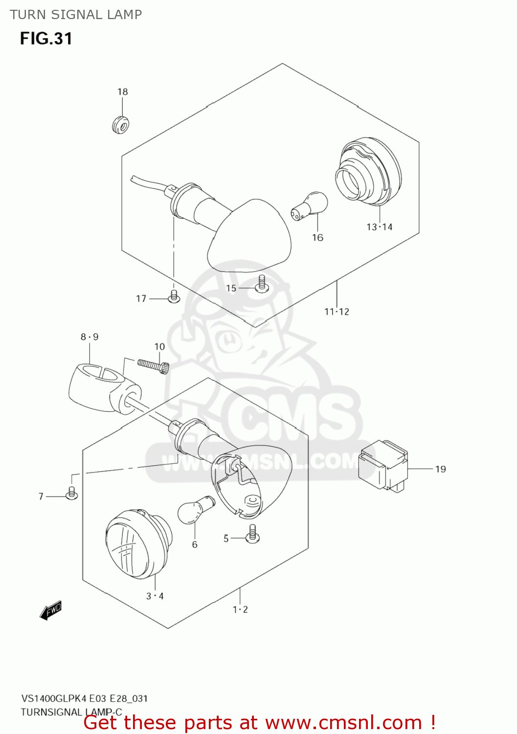 TURN SIGNAL LAMP VS1400GLP BOULEVARD S83 2006 (K6) CALIFORNIA (E33)