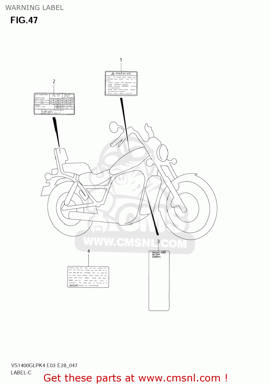 WARNING LABEL VS1400GLP BOULEVARD S83 2006 (K6) CALIFORNIA (E33)