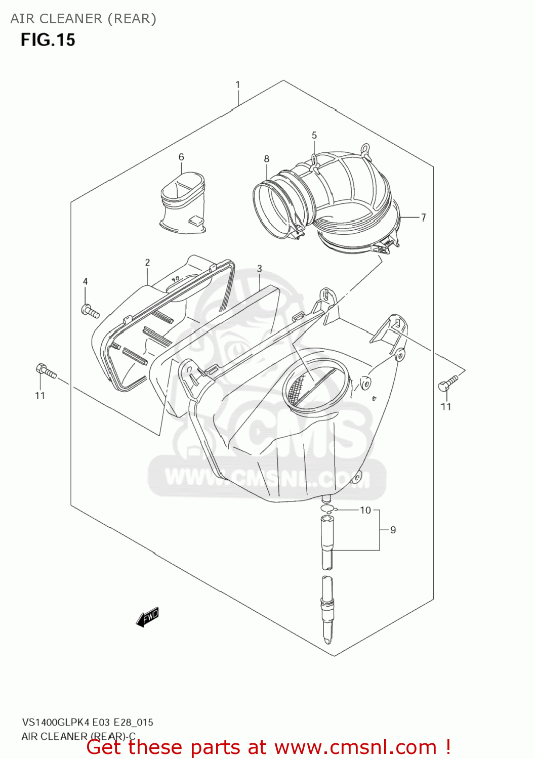 AIR CLEANER (REAR) VS1400GLP BOULEVARD S83 2007 (K7) CALIFORNIA (E33)
