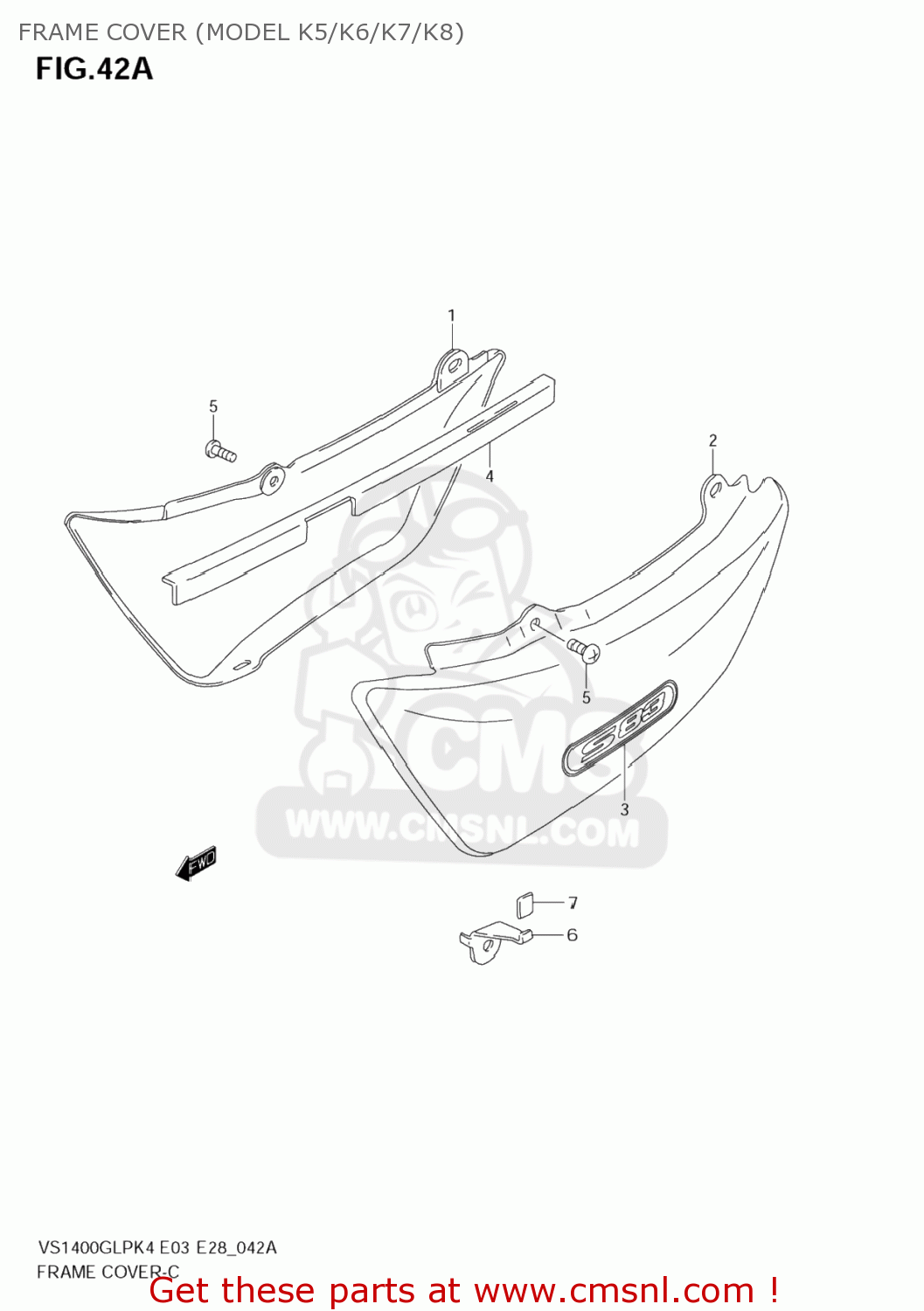 FRAME COVER (MODEL K5/K6/K7/K8) VS1400GLP BOULEVARD S83 2007 (K7) CALIFORNIA (E33)