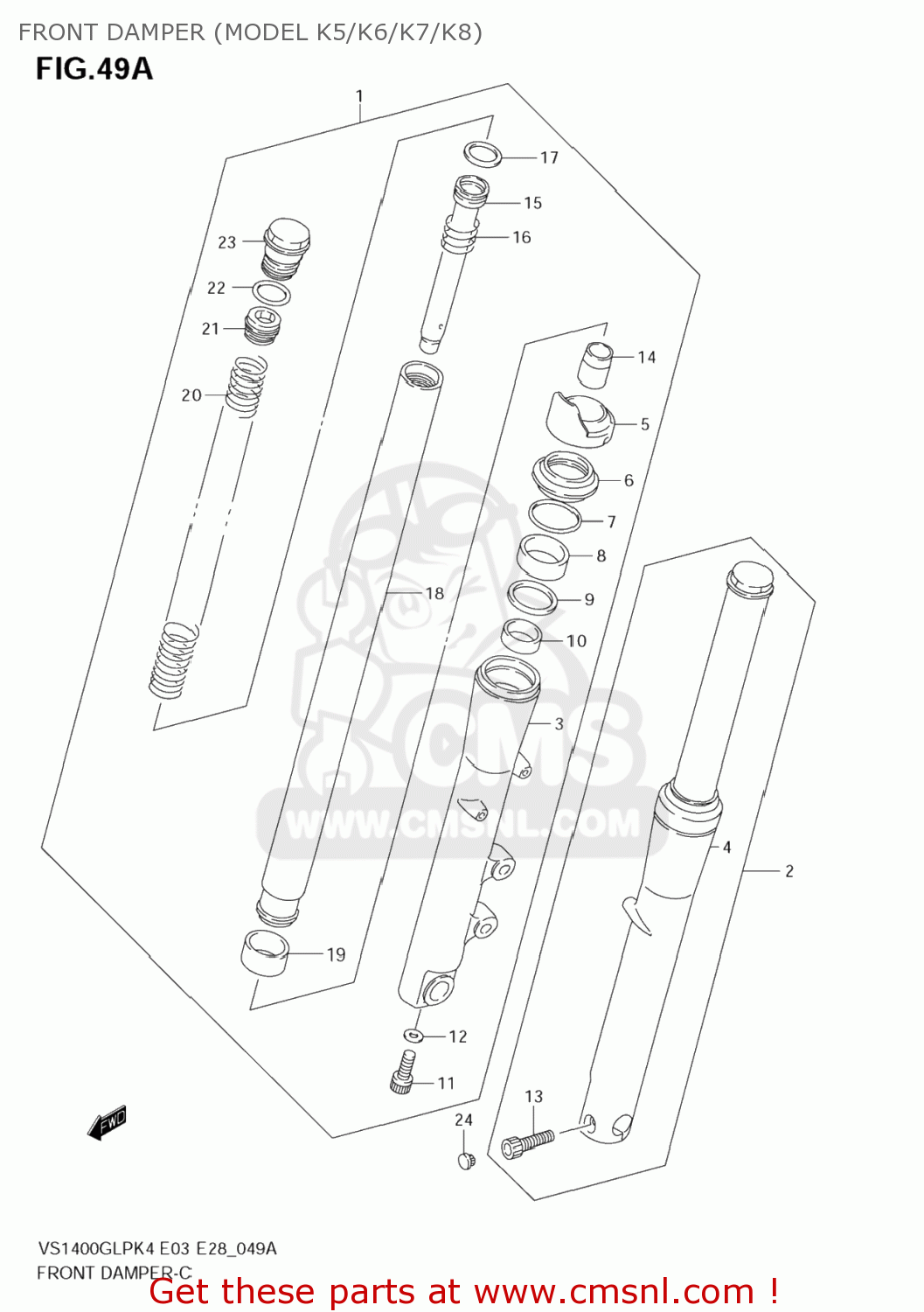 FRONT DAMPER (MODEL K5/K6/K7/K8) VS1400GLP BOULEVARD S83 2007 (K7) CALIFORNIA (E33)