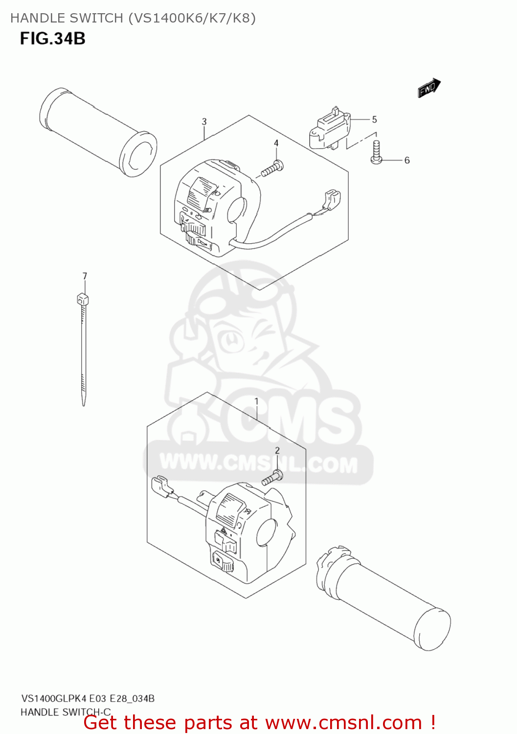 HANDLE SWITCH (VS1400K6/K7/K8) VS1400GLP BOULEVARD S83 2007 (K7) CALIFORNIA (E33)