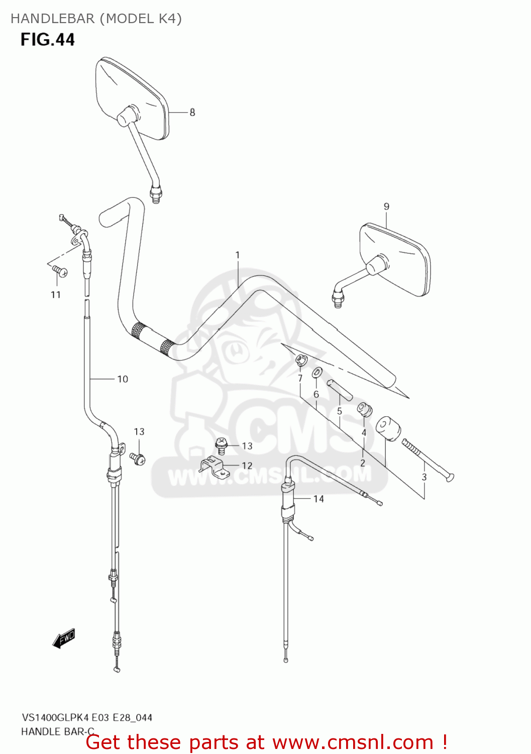 HANDLEBAR (MODEL K4) VS1400GLP BOULEVARD S83 2007 (K7) CALIFORNIA (E33)