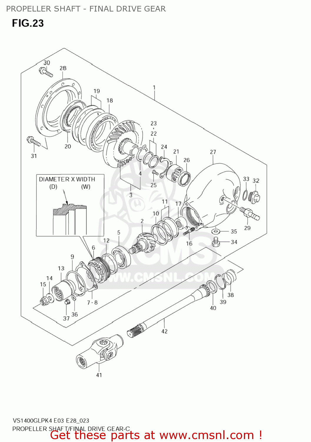 PROPELLER SHAFT - FINAL DRIVE GEAR VS1400GLP BOULEVARD S83 2007 (K7) CALIFORNIA (E33)