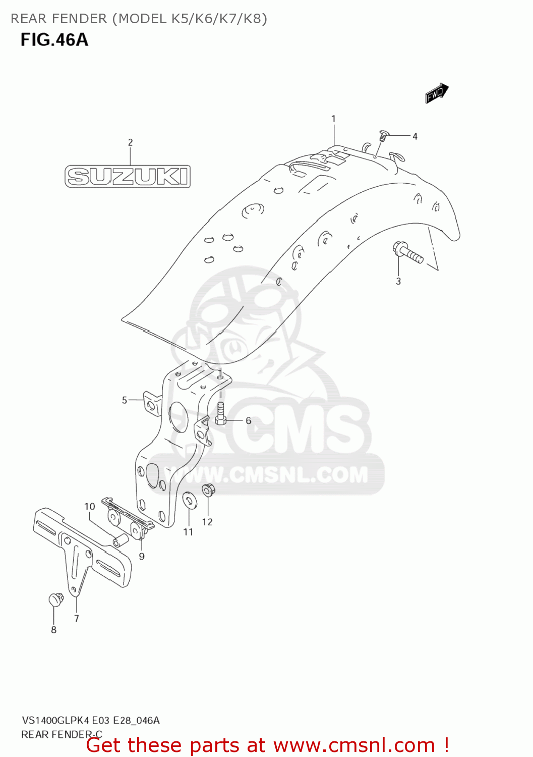 REAR FENDER (MODEL K5/K6/K7/K8) VS1400GLP BOULEVARD S83 2007 (K7) CALIFORNIA (E33)