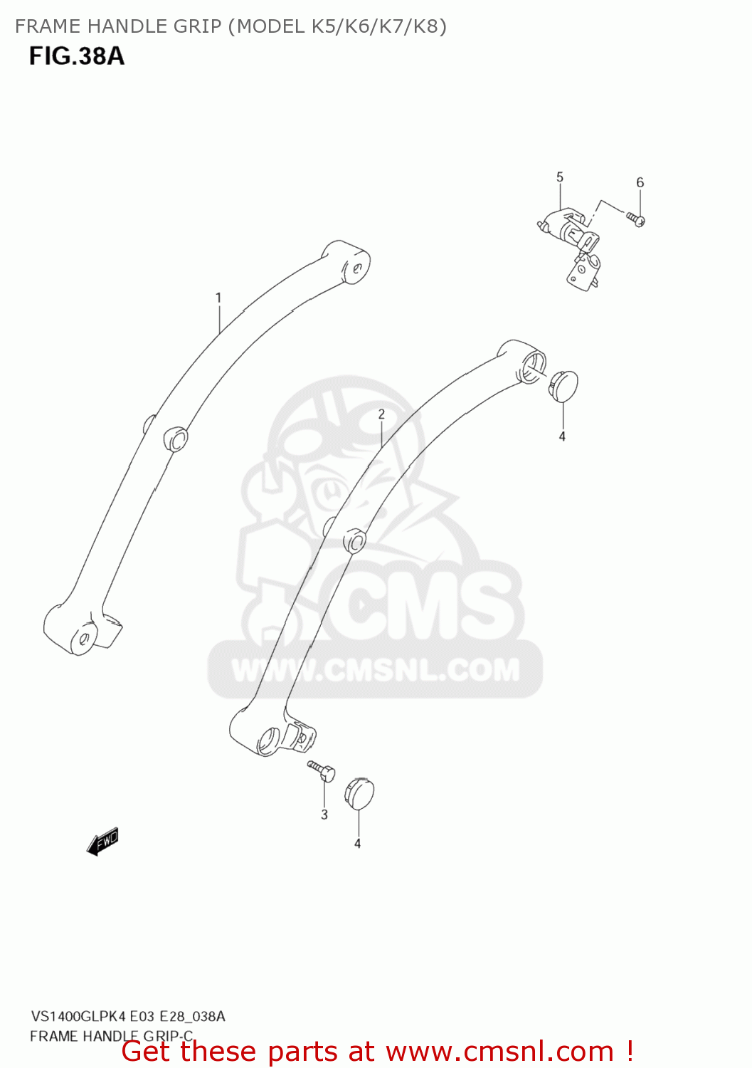 FRAME HANDLE GRIP (MODEL K5/K6/K7/K8) VS1400GLP BOULEVARD S83 2008 (K8) CALIFORNIA (E33)