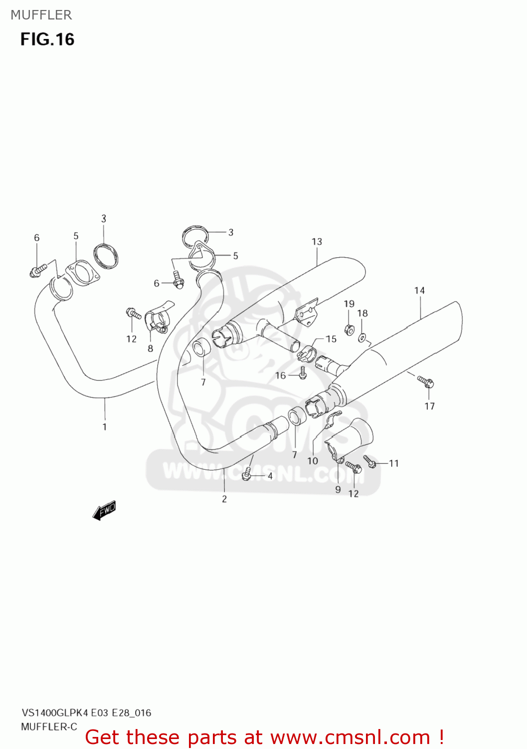 MUFFLER VS1400GLP BOULEVARD S83 2008 (K8) CALIFORNIA (E33)