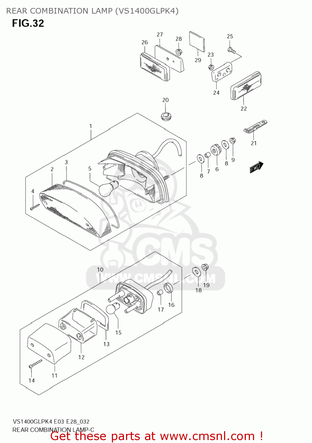 REAR COMBINATION LAMP (VS1400GLPK4) VS1400GLP BOULEVARD S83 2008 (K8) CALIFORNIA (E33)