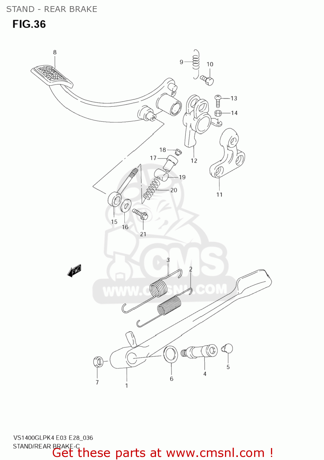 STAND - REAR BRAKE VS1400GLP BOULEVARD S83 2008 (K8) CALIFORNIA (E33)