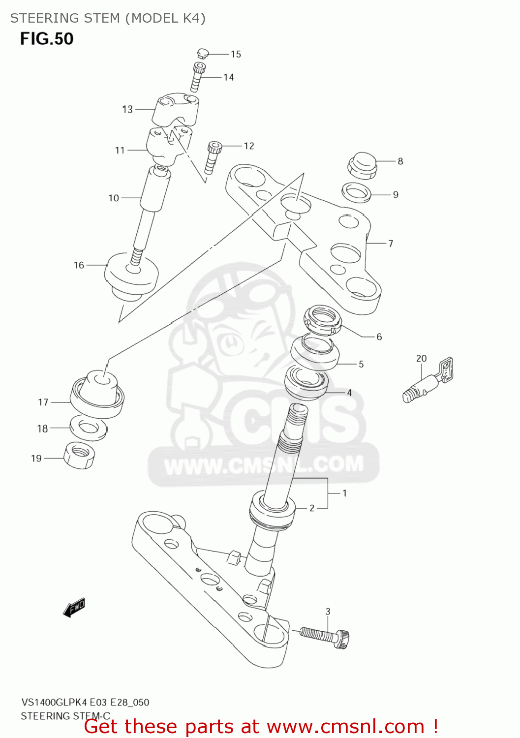 STEERING STEM (MODEL K4) VS1400GLP BOULEVARD S83 2008 (K8) CALIFORNIA (E33)