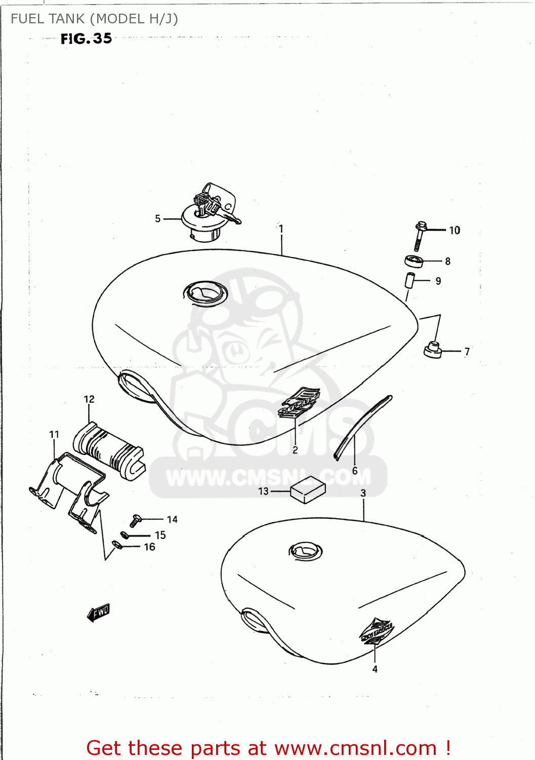 FUEL TANK (MODEL H/J) VS1400GLP INTRUDER 1987 (H) USA (E03)