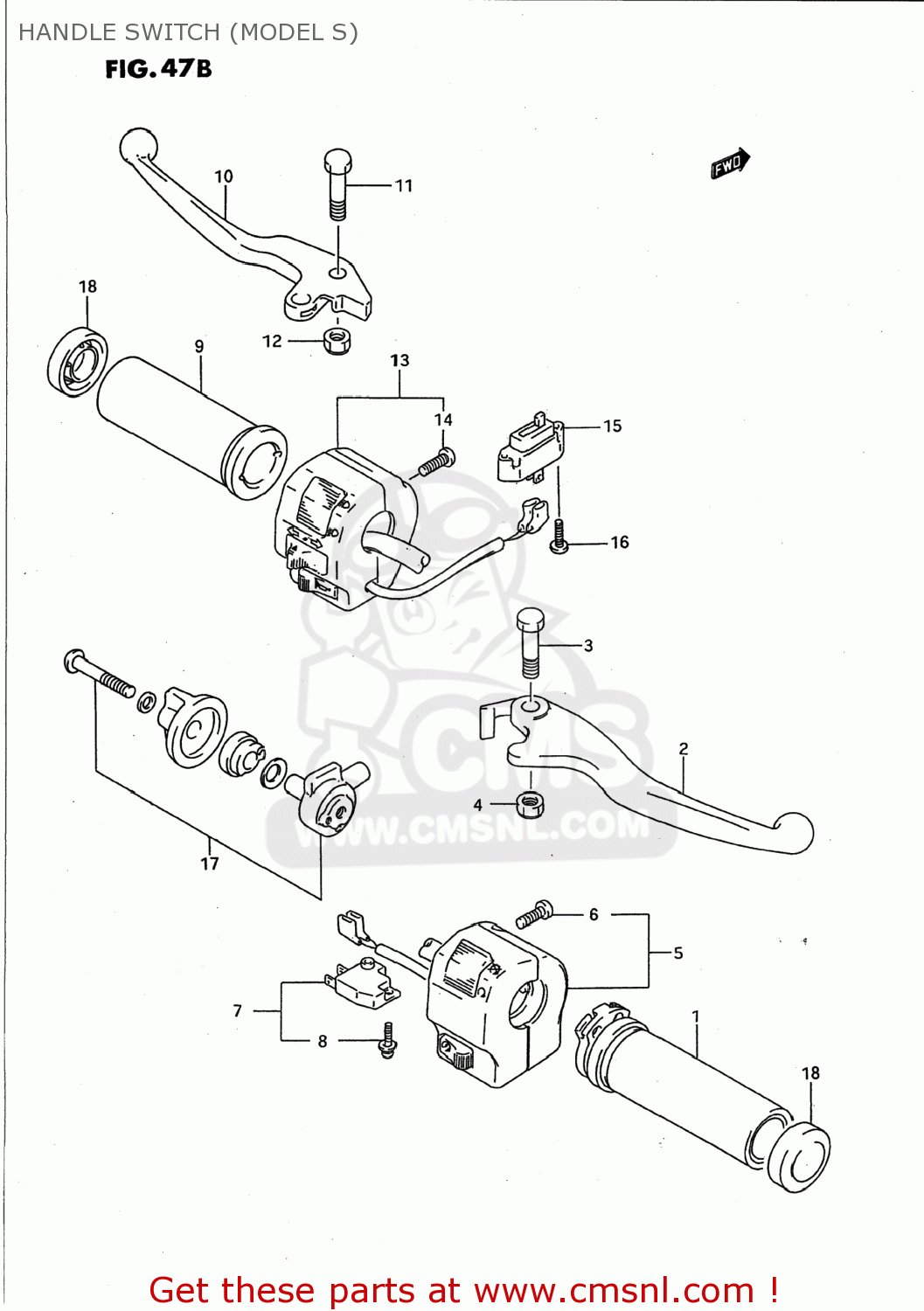 HANDLE SWITCH (MODEL S) VS1400GLP INTRUDER 1987 (H) USA (E03)