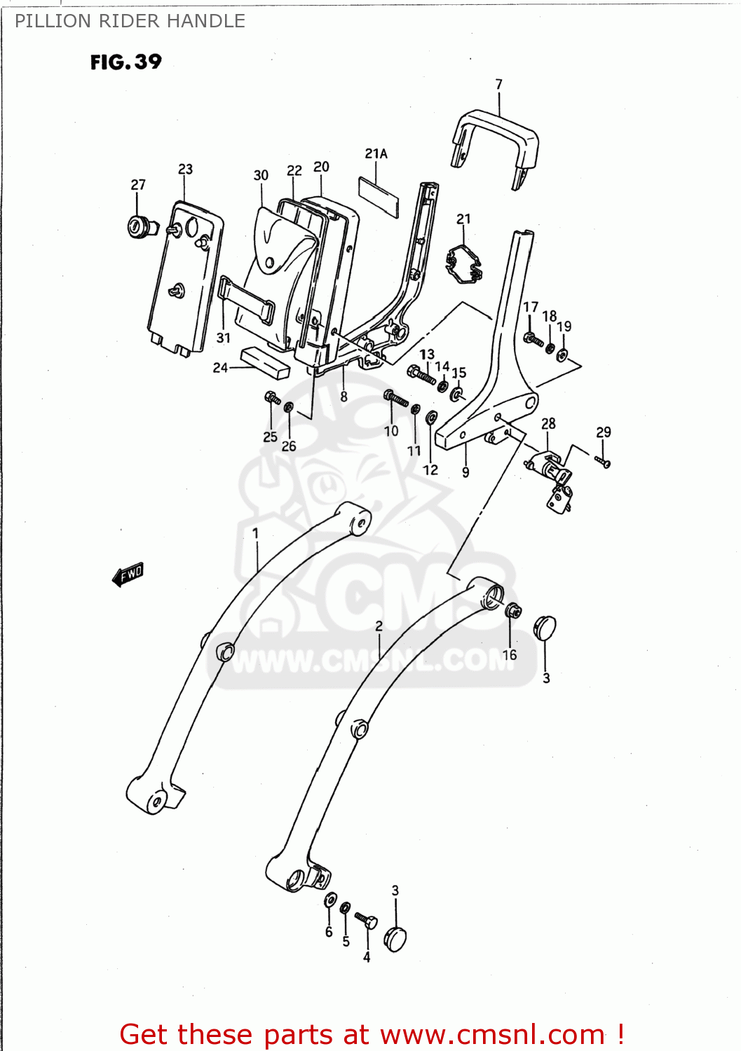 PILLION RIDER HANDLE VS1400GLP INTRUDER 1987 (H) USA (E03)