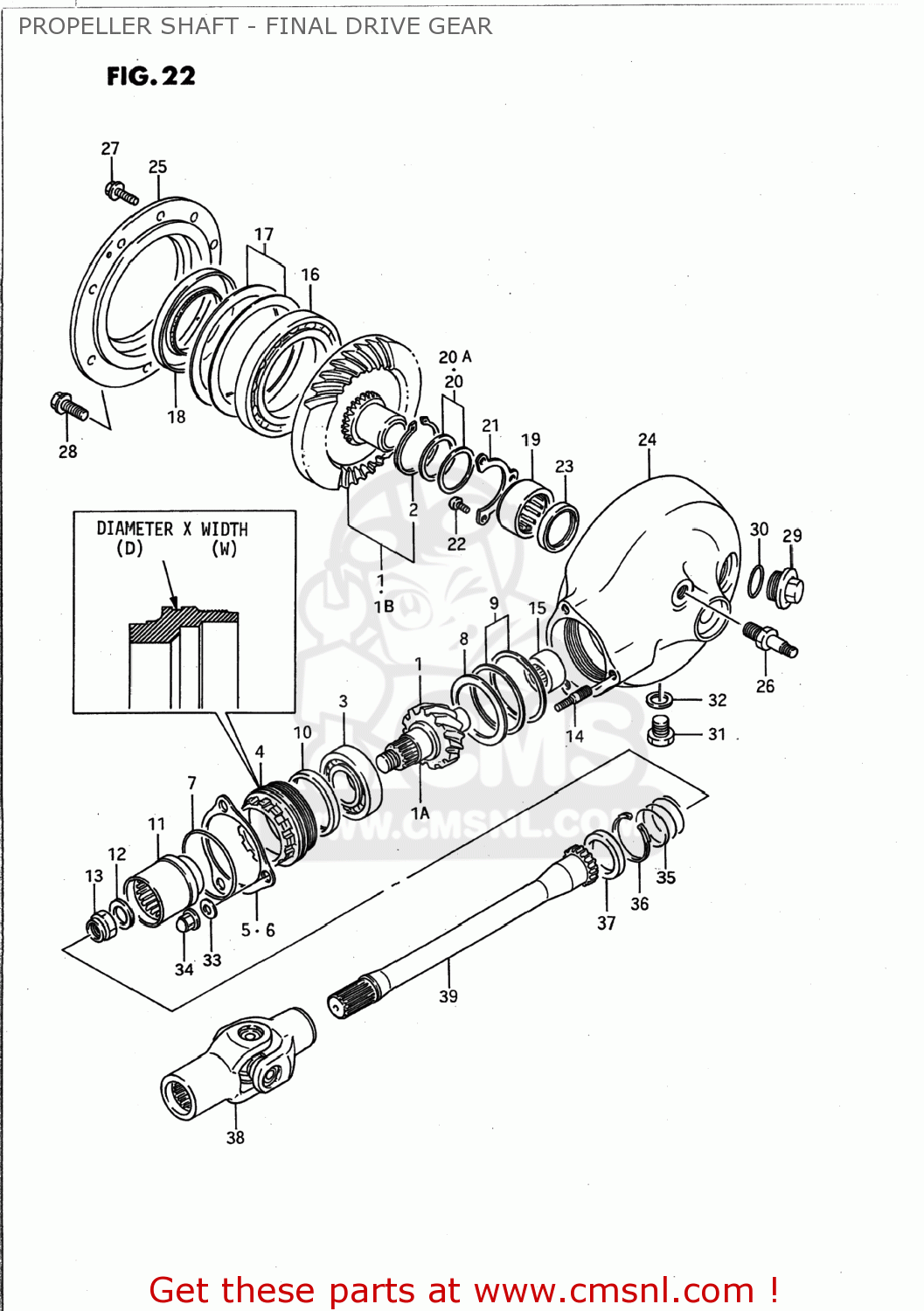 PROPELLER SHAFT - FINAL DRIVE GEAR VS1400GLP INTRUDER 1987 (H) USA (E03)