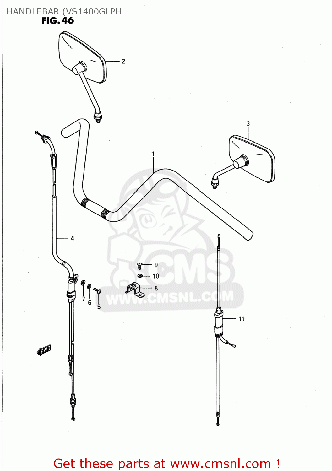 HANDLEBAR (VS1400GLPH VS1400GLP INTRUDER 1988 (J) USA (E03)