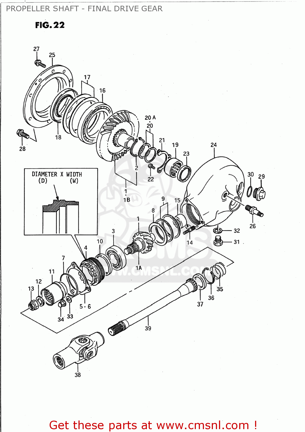 PROPELLER SHAFT - FINAL DRIVE GEAR VS1400GLP INTRUDER 1988 (J) USA (E03)