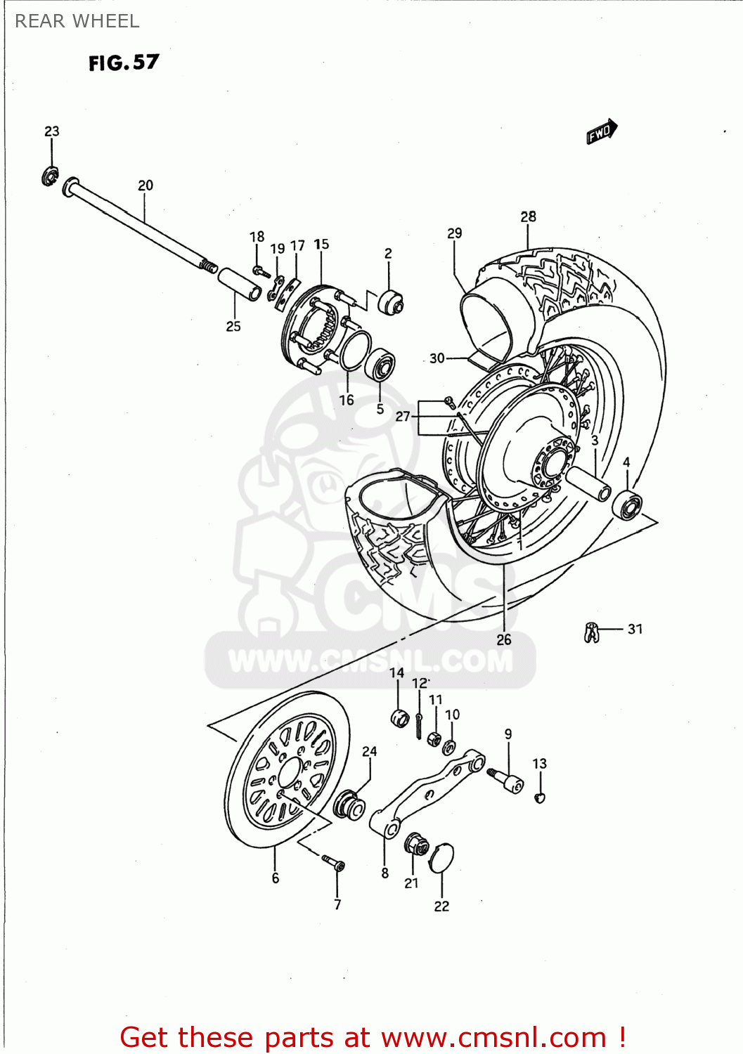 REAR WHEEL VS1400GLP INTRUDER 1990 (L) USA (E03)