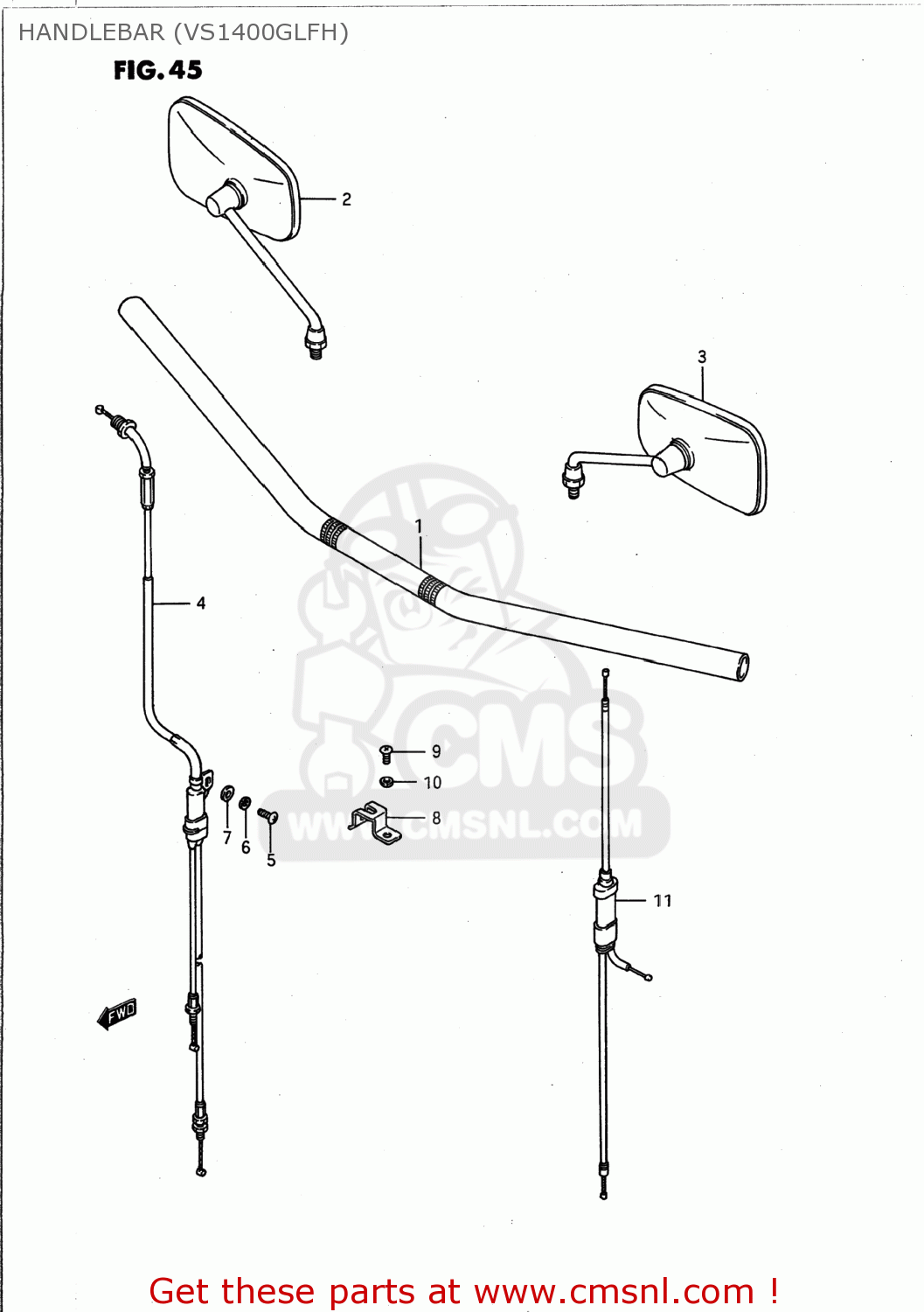HANDLEBAR (VS1400GLFH) VS1400GLP INTRUDER 1991 (M) USA (E03)