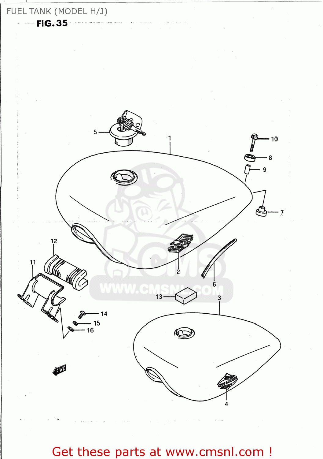 FUEL TANK (MODEL H/J) VS1400GLP INTRUDER 1994 (R) USA (E03)